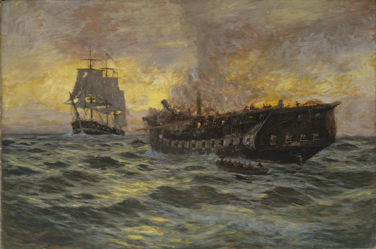 Engagement tussen de U.S. Fregat Constitution en H.M.S. Java, 1897 door Carlton Theodore Chapman