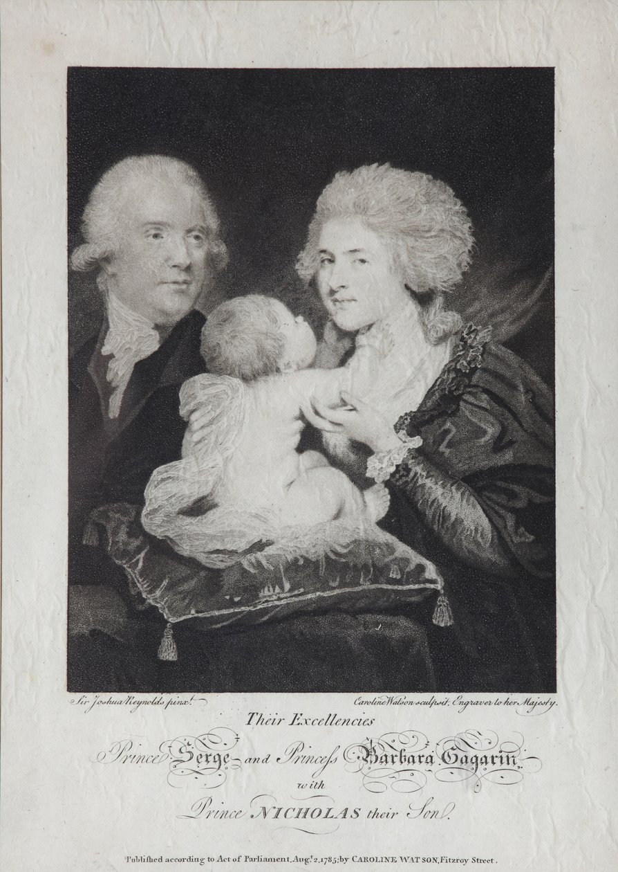 Portret van Graaf Sergei Sergeyevich Gagarin 1745-1798 en Gravin Varvara Nikolaevna Gagarina door Caroline Watson