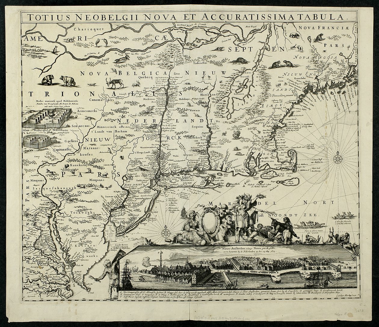 Totius Neobelgii nova et accuratissima tabula, kaart, 1674 door Carolus Allardt