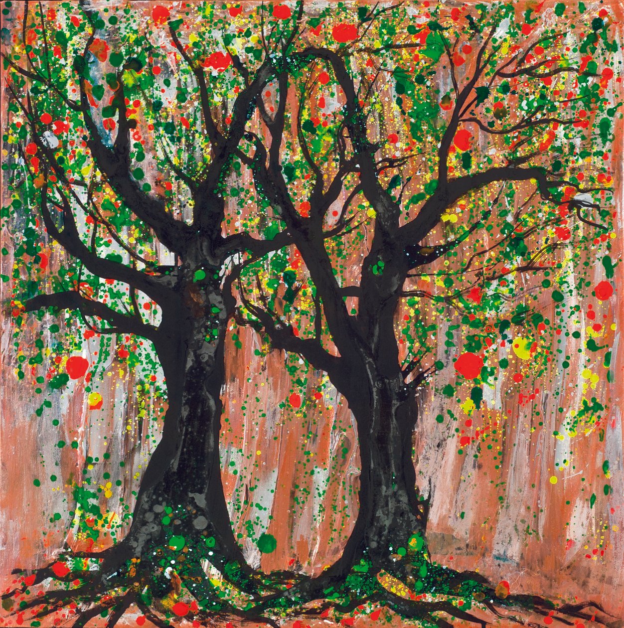 Granaatappelboom, 2012 (acryl  inkt op doek) door Carolyn Mary Kleefeld