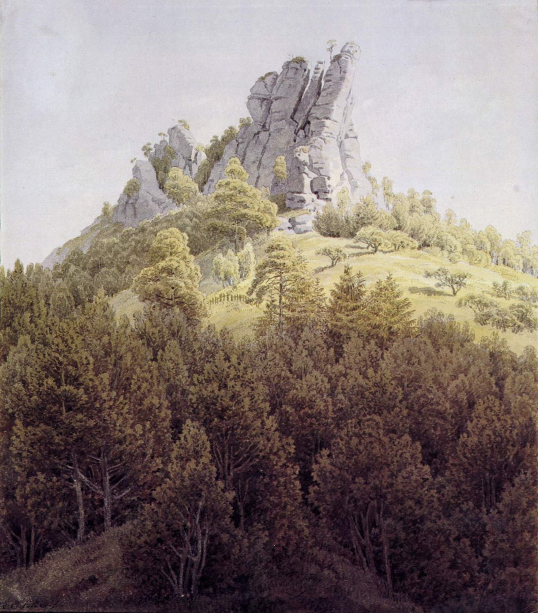De Heldstein bij Rathen aan de Elbe door Caspar David Friedrich