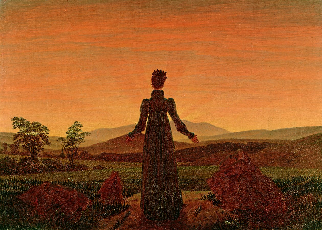 Vrouw bij zonsopgang door Caspar David Friedrich