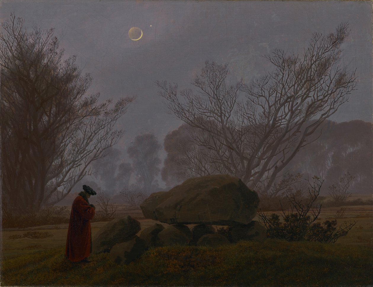 Een wandeling in de schemering door Caspar David Friedrich