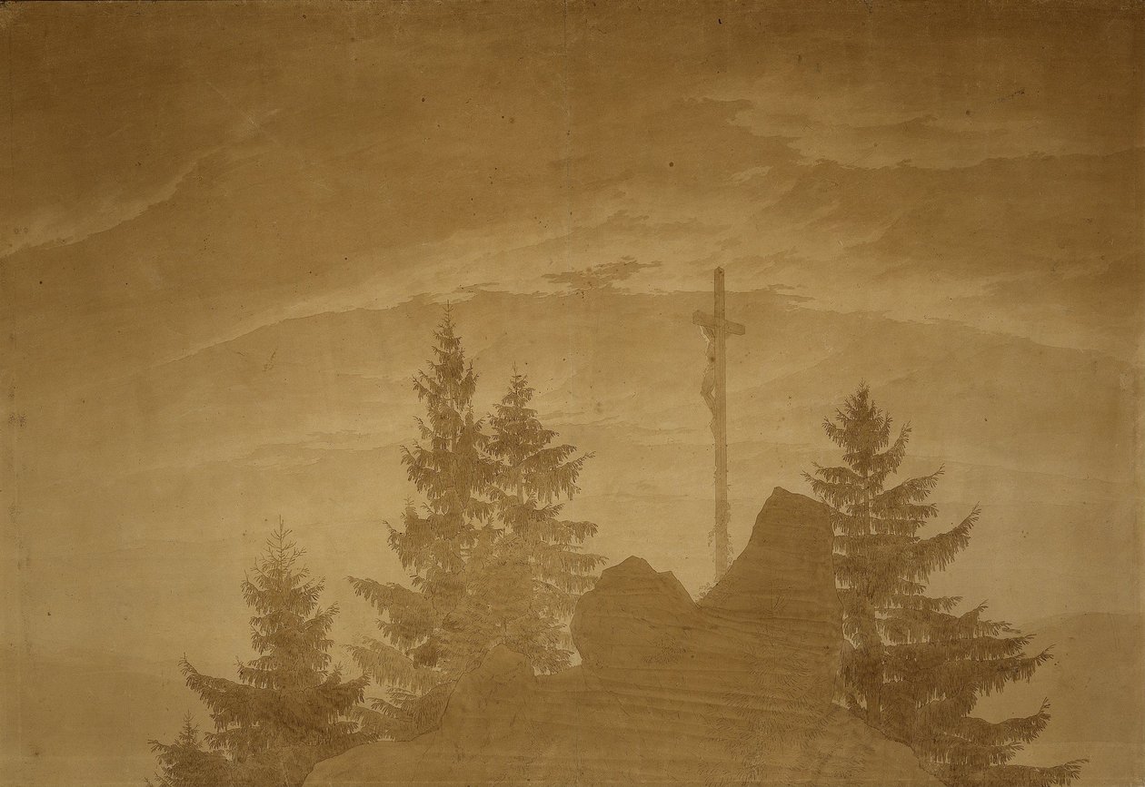 Kruis in de bergen door Caspar David Friedrich