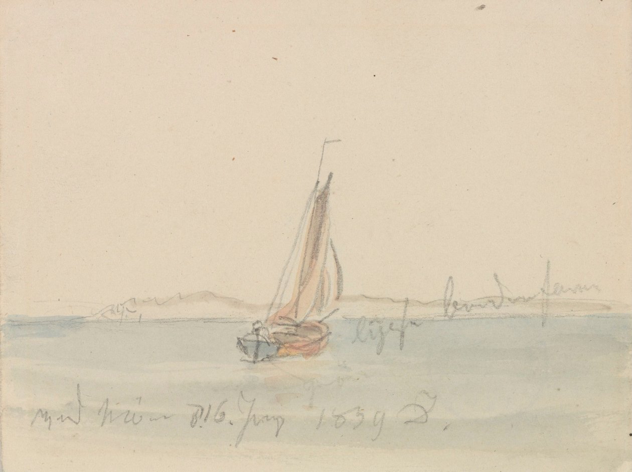 Dahl, Johan Christian - Zeilboot voor Mon door Caspar David Friedrich