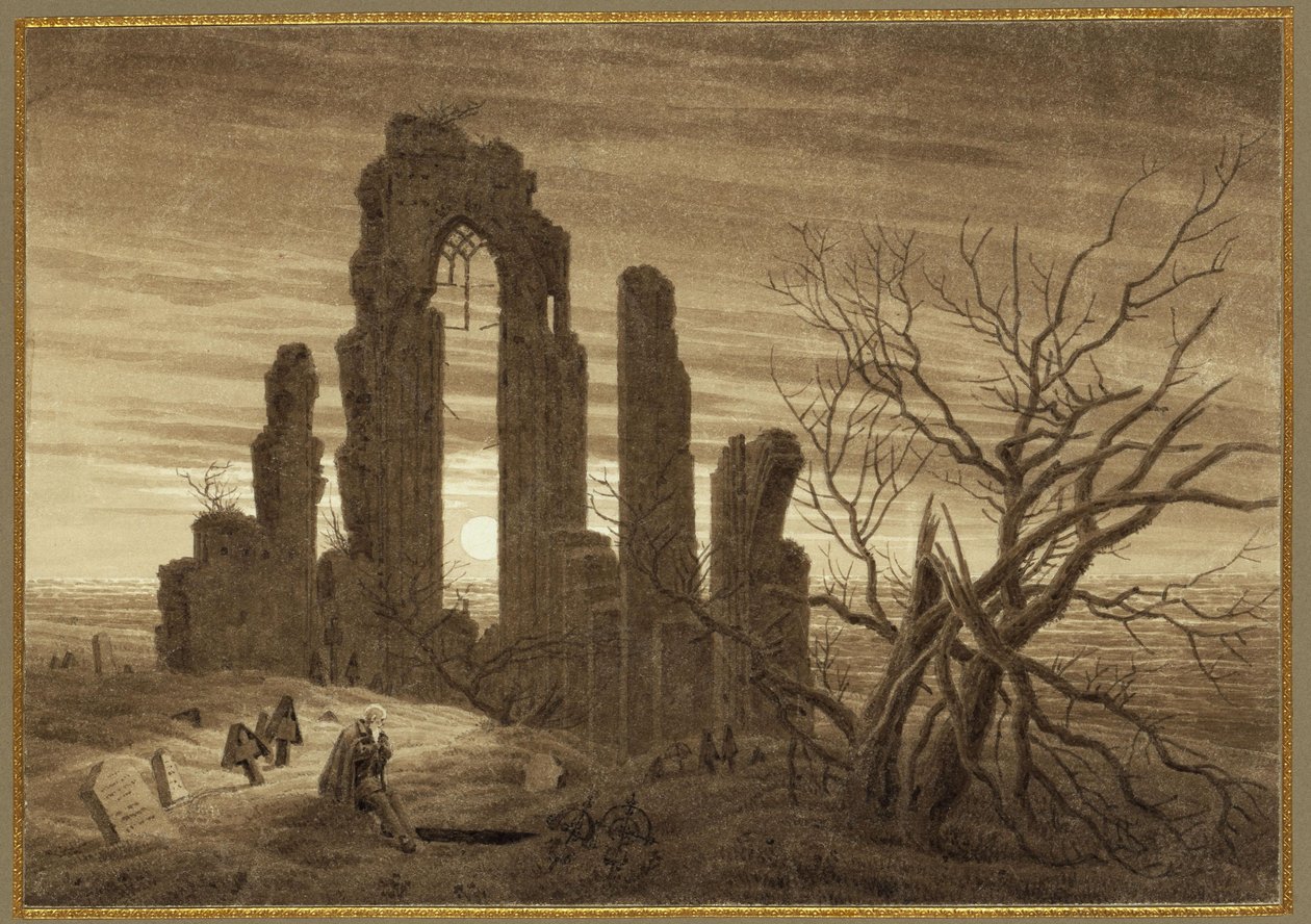 De winter - De nacht - Ouderdom en dood (uit de cyclus van dagdelen en levensfasen uit 1803) door Caspar David Friedrich