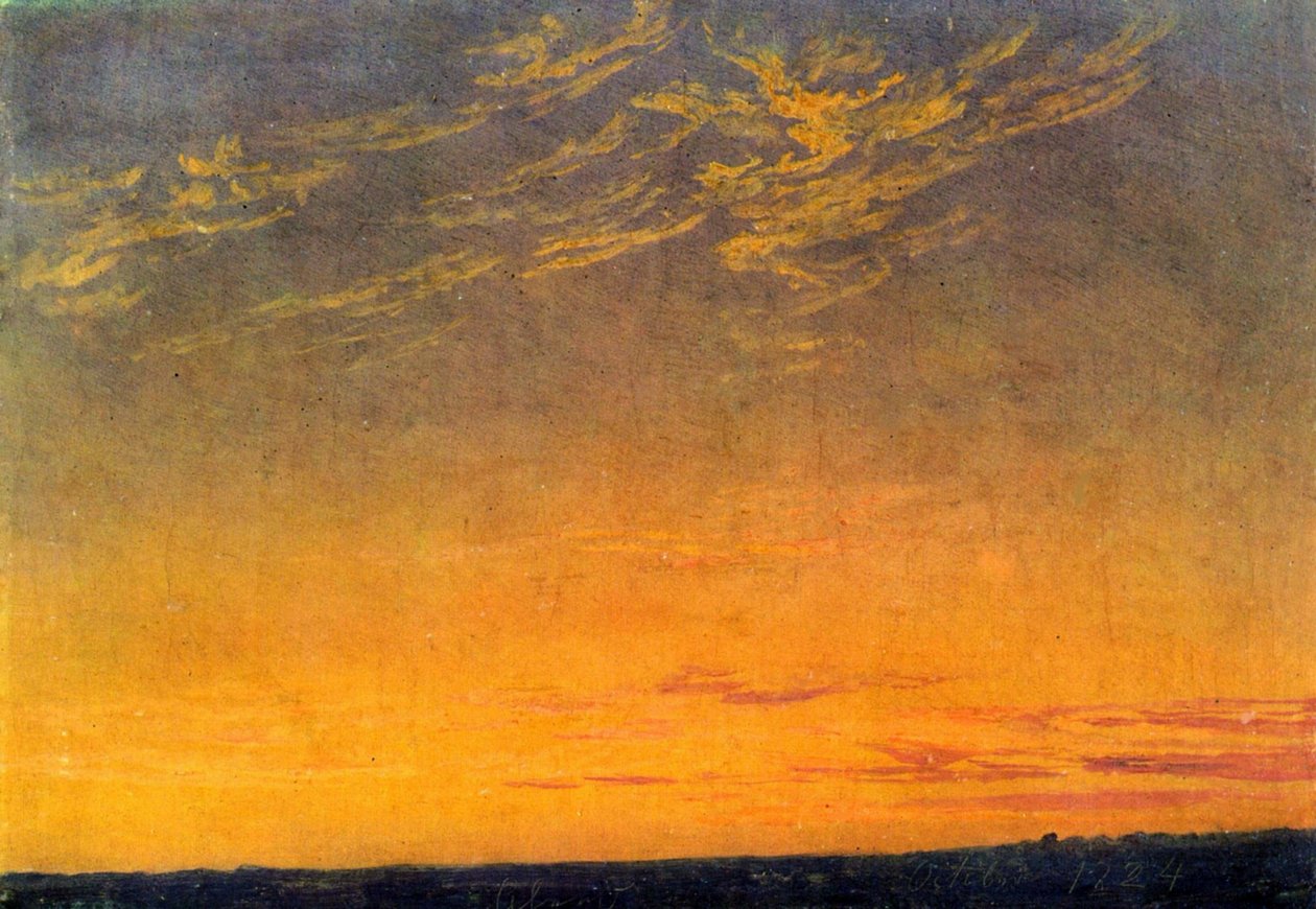 Avond met wolken door Caspar David Friedrich