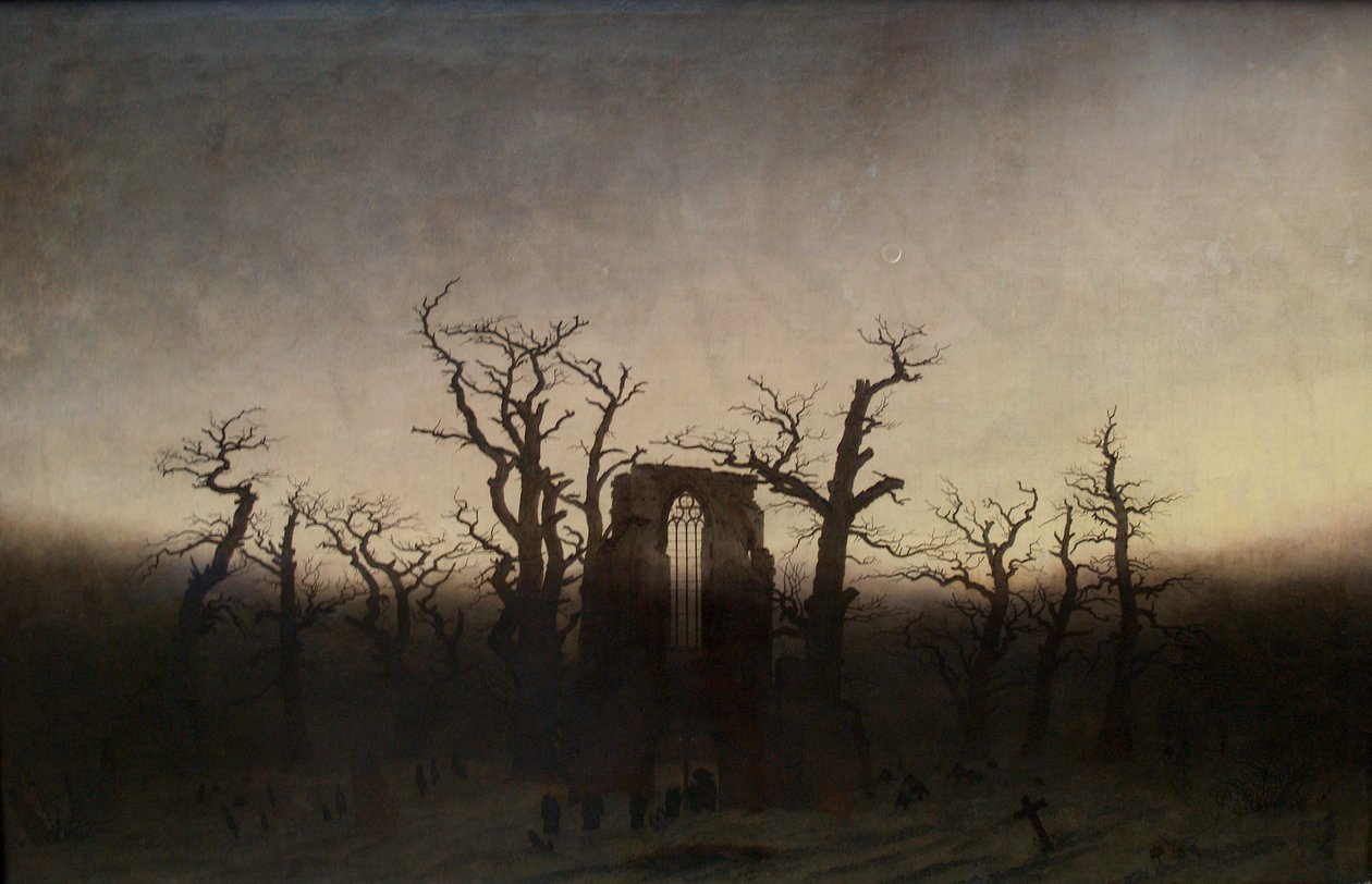 Duits: Abtei im Eichwald De abdij in het eikenbos door Caspar David Friedrich