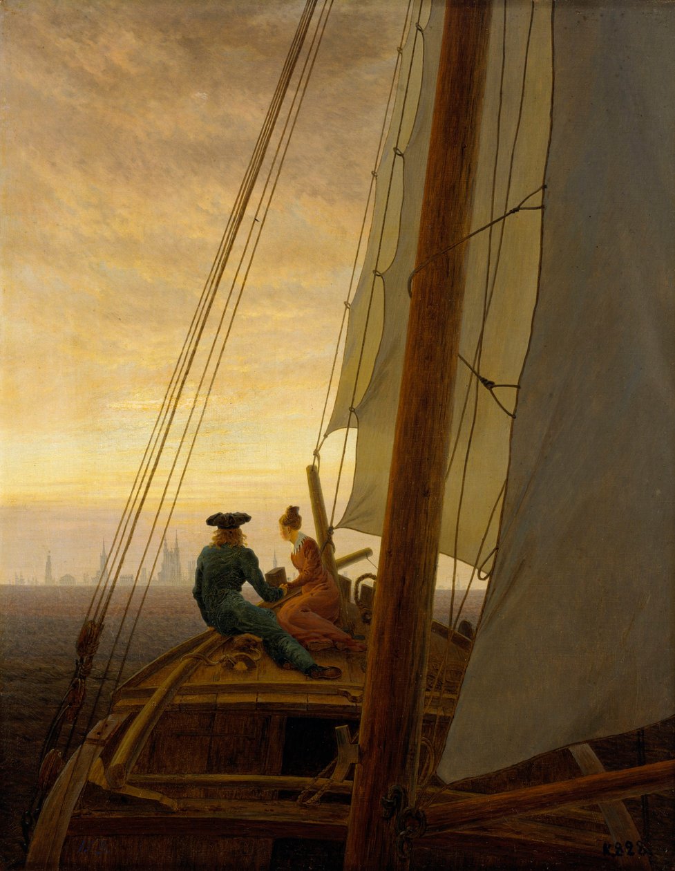 Duits: Auf dem Segler Op een zeilschip door Caspar David Friedrich