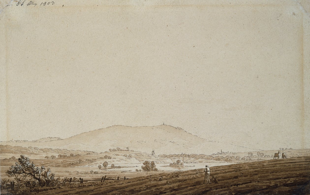 Landschap in Bohemen met Uitzicht op de Jeschkenberg door Caspar David Friedrich
