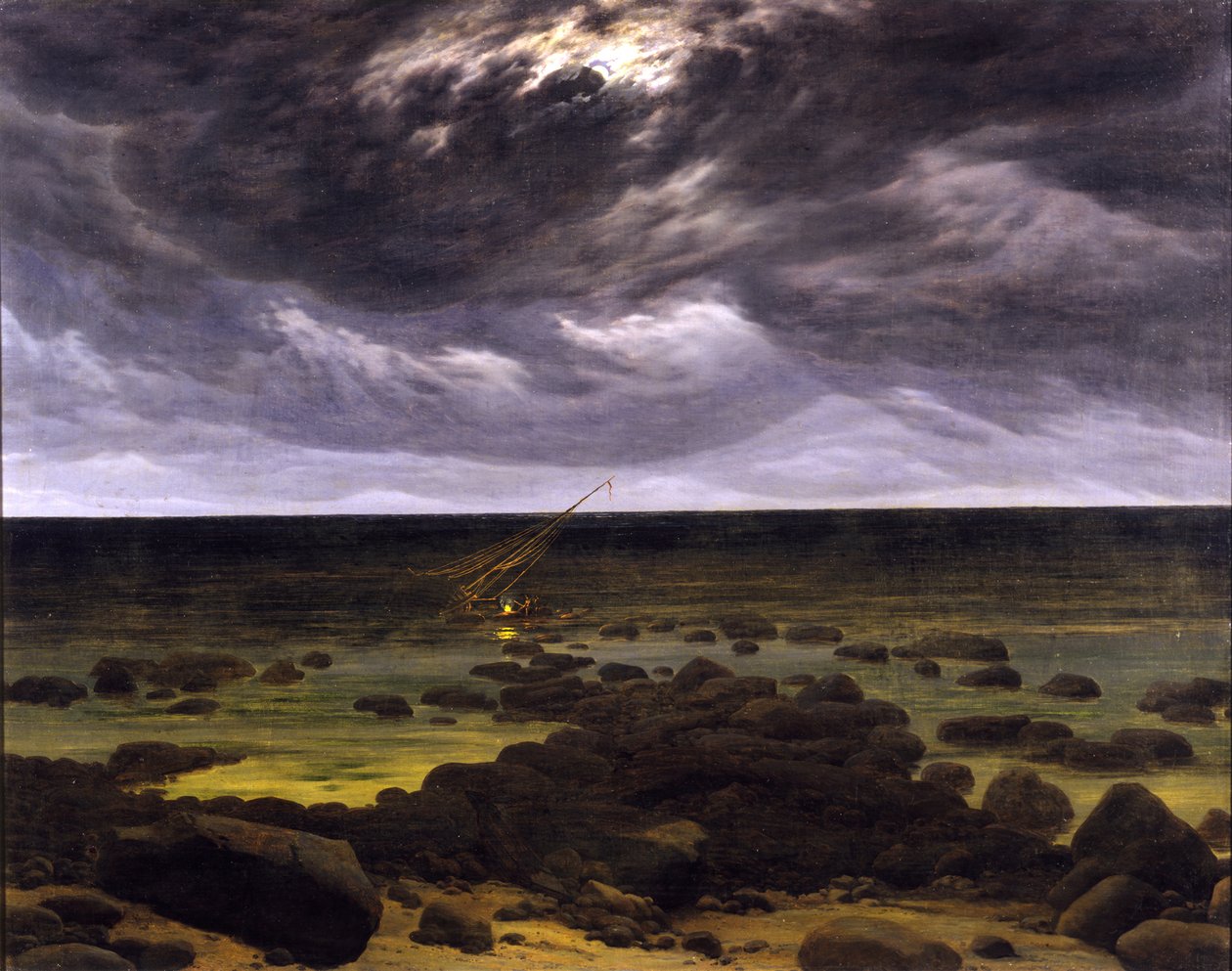 De kust bij maanlicht door Caspar David Friedrich