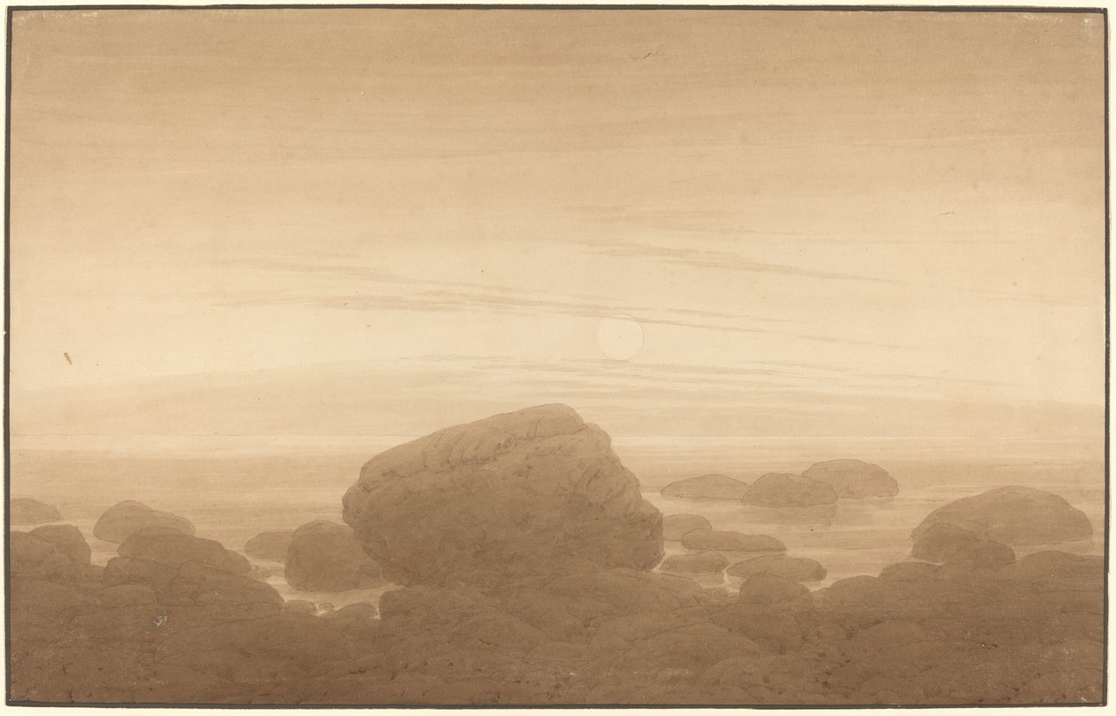 Maanopkomst aan een lege kust door Caspar David Friedrich