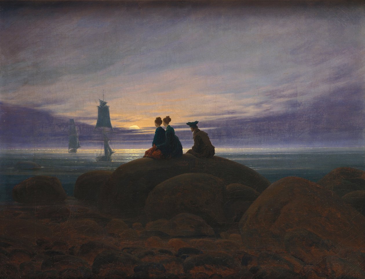 Maansopgang boven de zee door Caspar David Friedrich