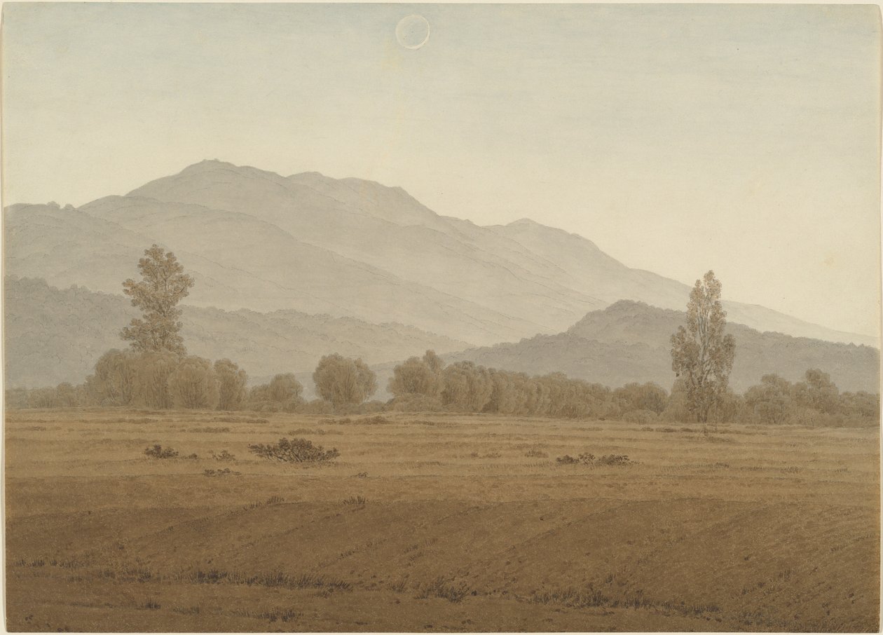 Nieuwe maan boven de Riesengebirge door Caspar David Friedrich
