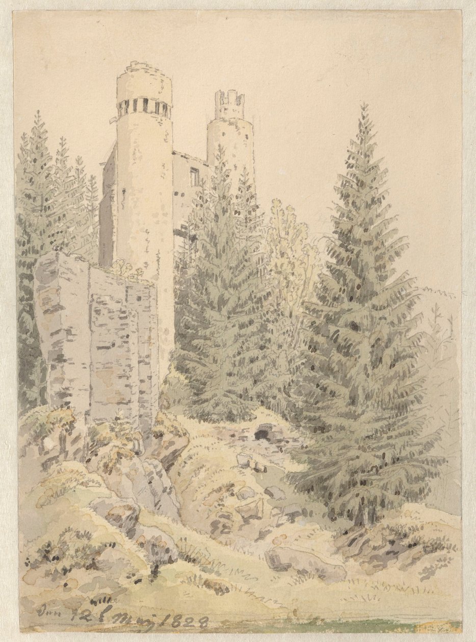 De kostenoverzicht van The Ruin in Bilina door Caspar David Friedrich