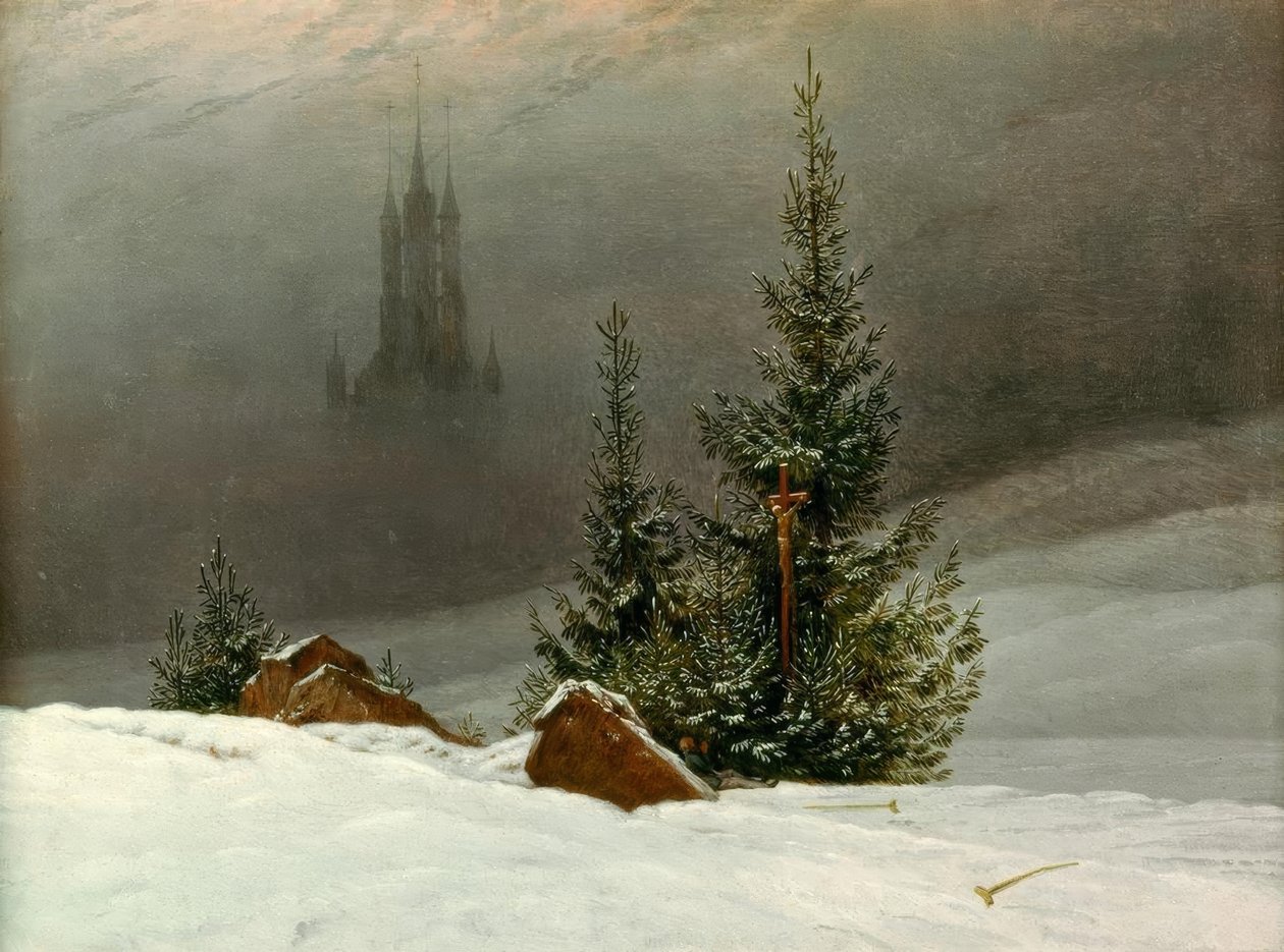 Winterlandschap met Kerk door Caspar David Friedrich