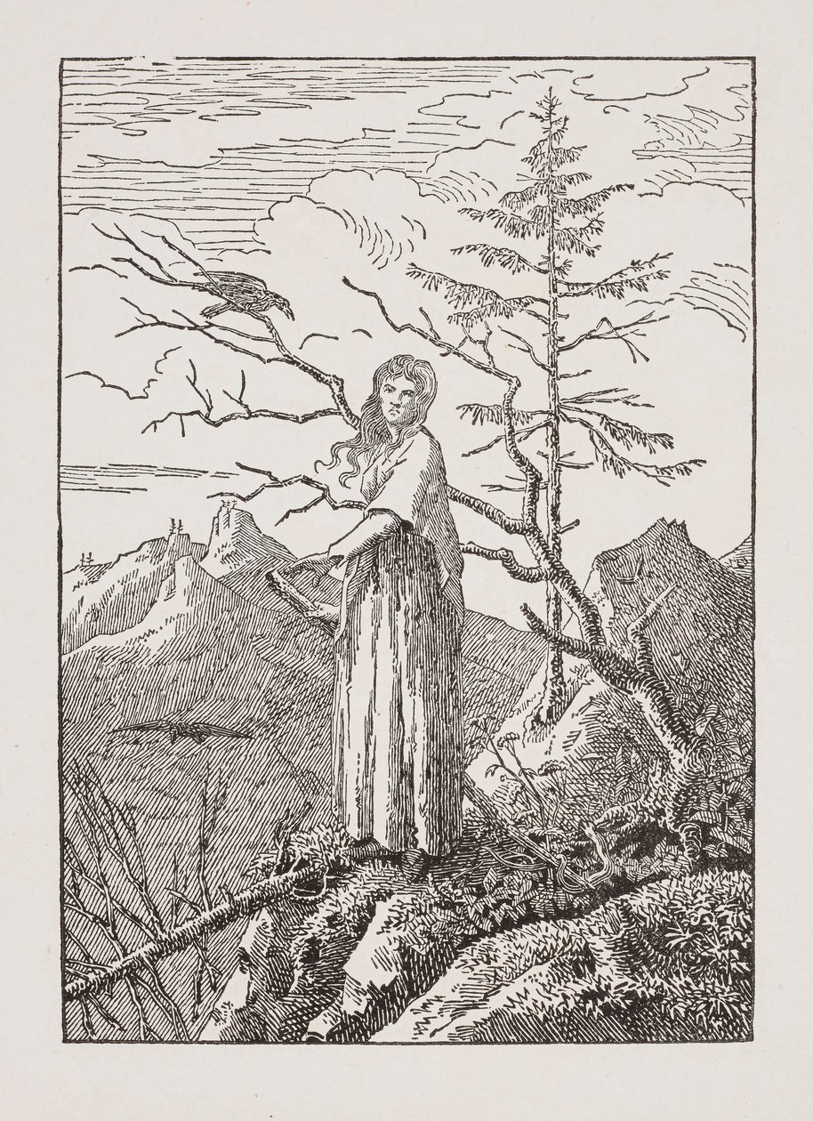 Vrouw met Raaf bij de Afgrond door Caspar David Friedrich