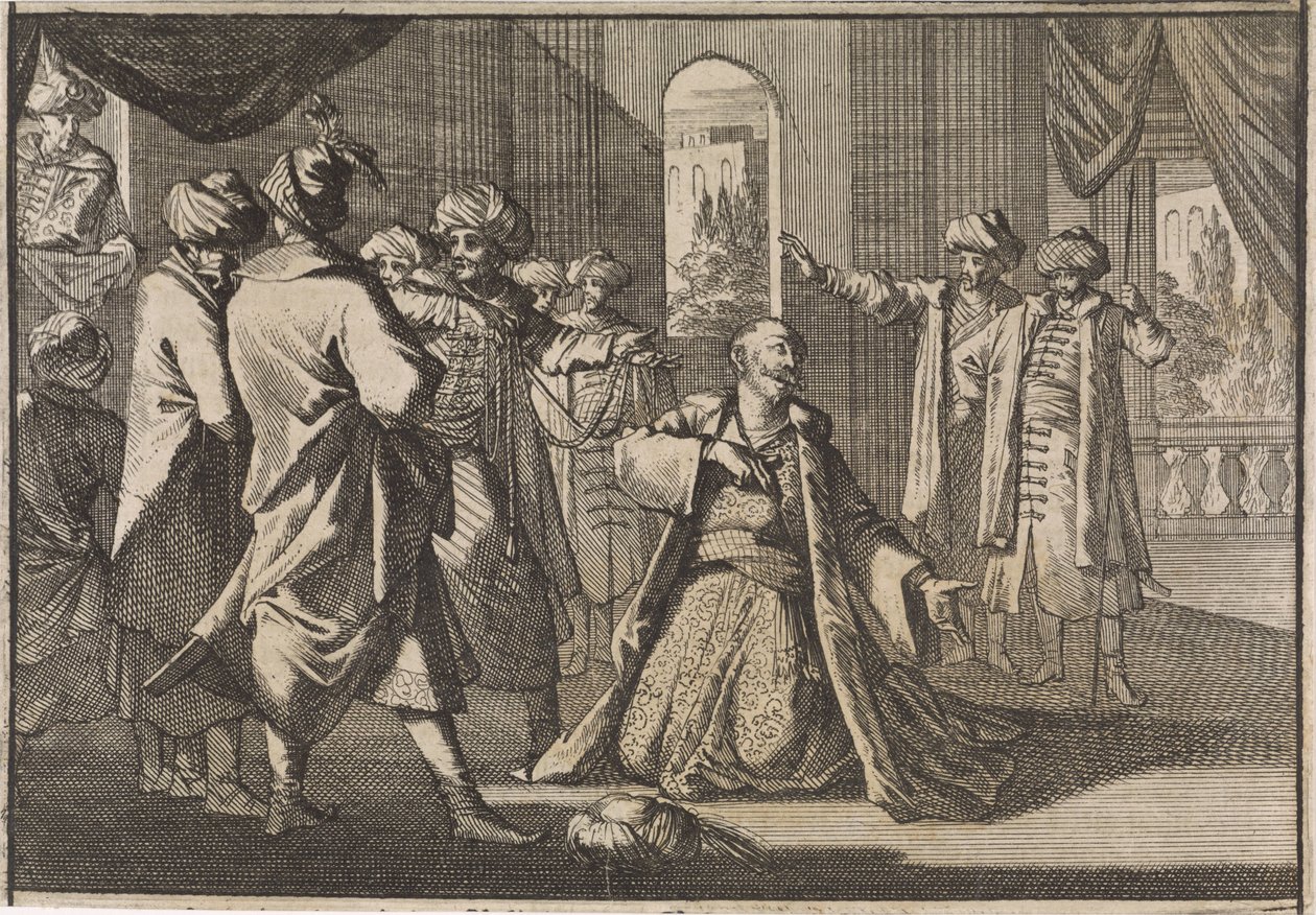 Emir Fakardin smeekt sultan Murat IV om zijn leven, 1633 door Caspar Luyken (attributed to)