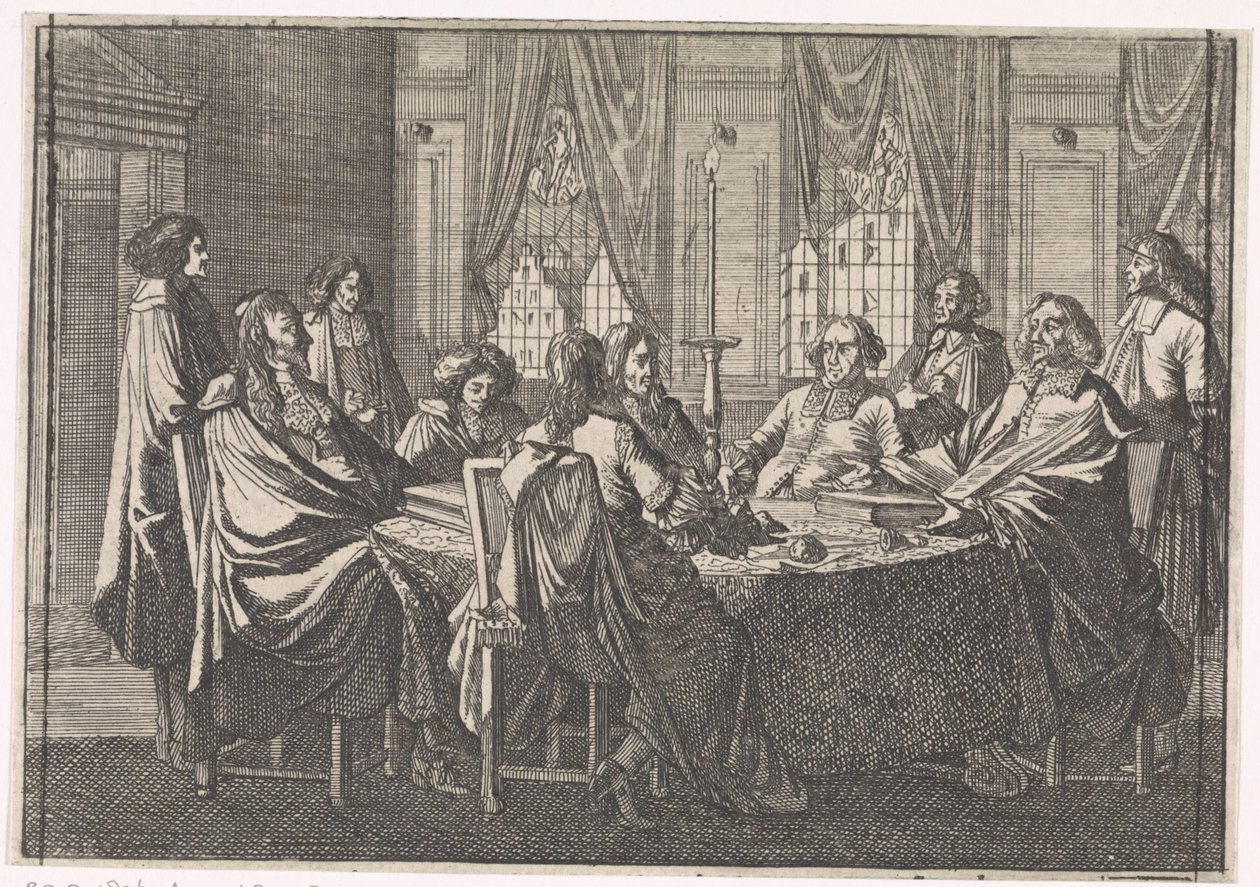 Onderhandelingen tijdens de Vrede van Münster, 1648 door Caspar Luyken (attributed to)