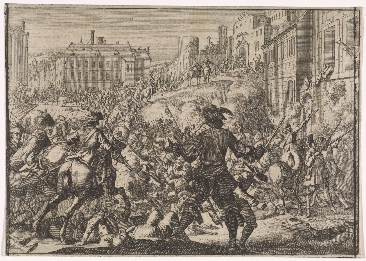 Verovering van Praag door het Zweedse leger, 1648 door Caspar Luyken (attributed to)
