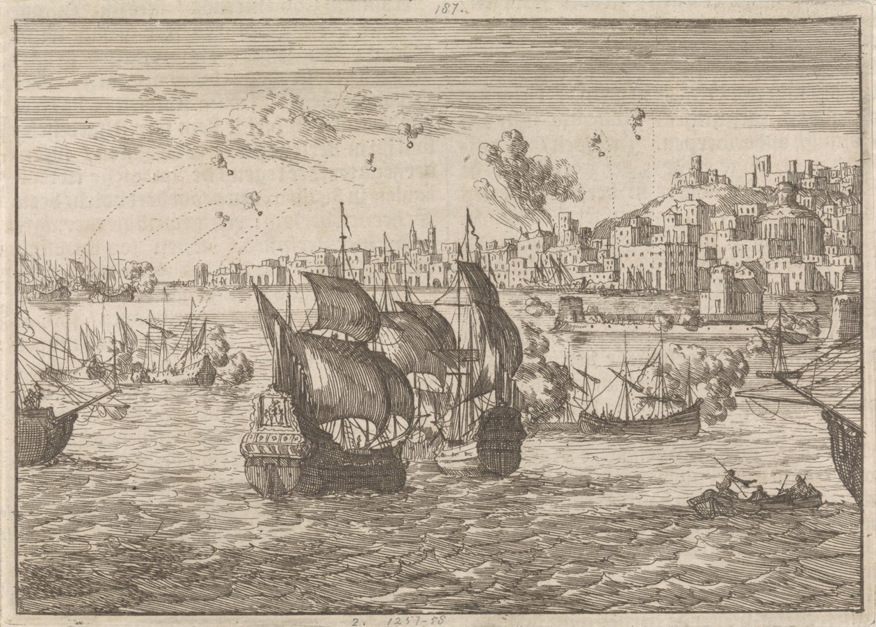 Genua gebombardeerd door de Franse vloot, 1684 door Caspar Luyken