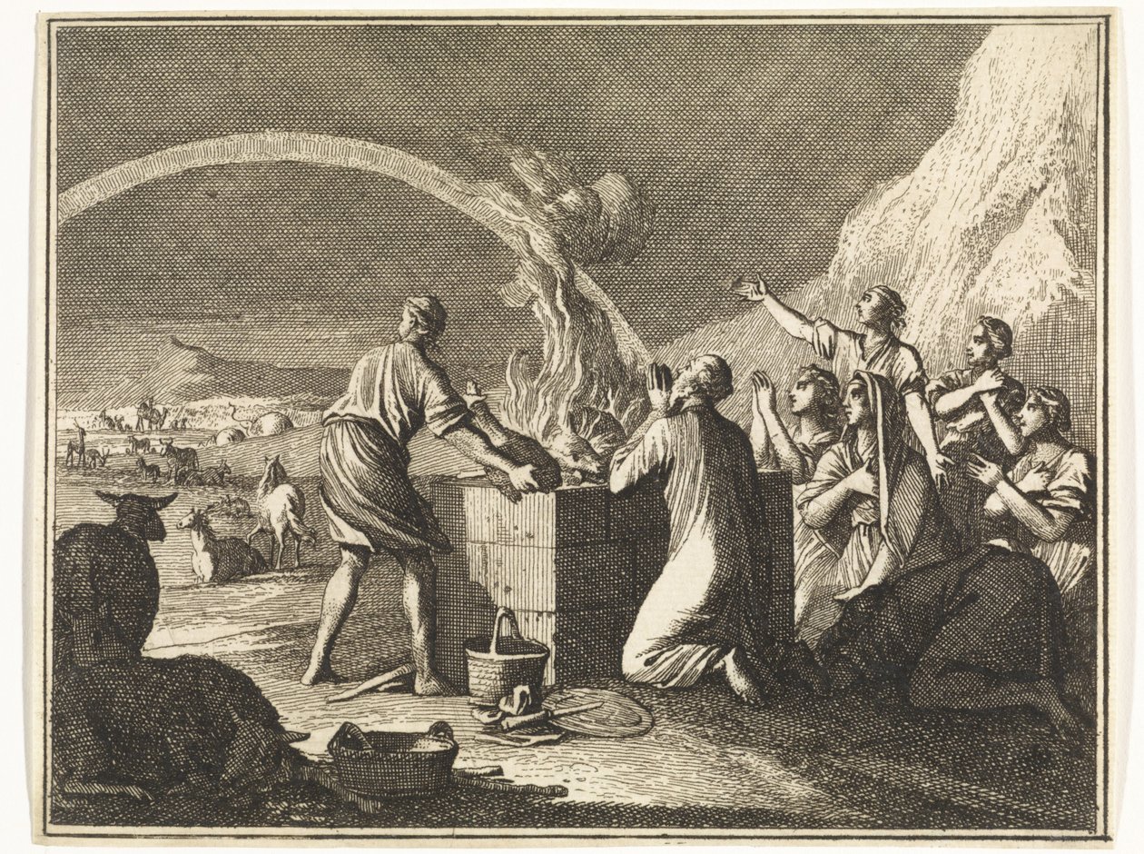 Offer van Noach na de zondvloed door Caspar Luyken