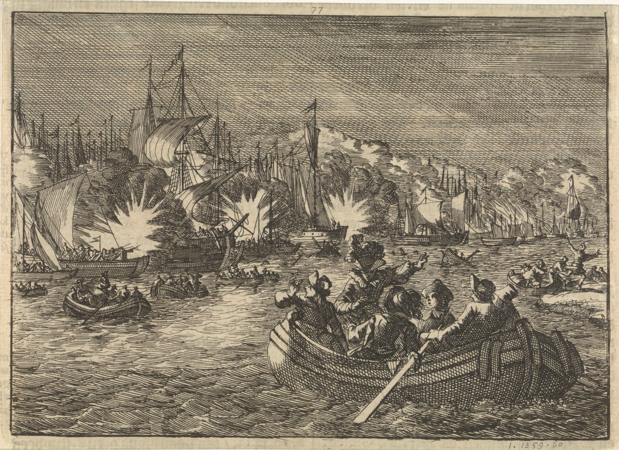 Spaanse vloot op de Schelde door Hollanders veroverd en verbrand, 1631 door Caspar Luyken