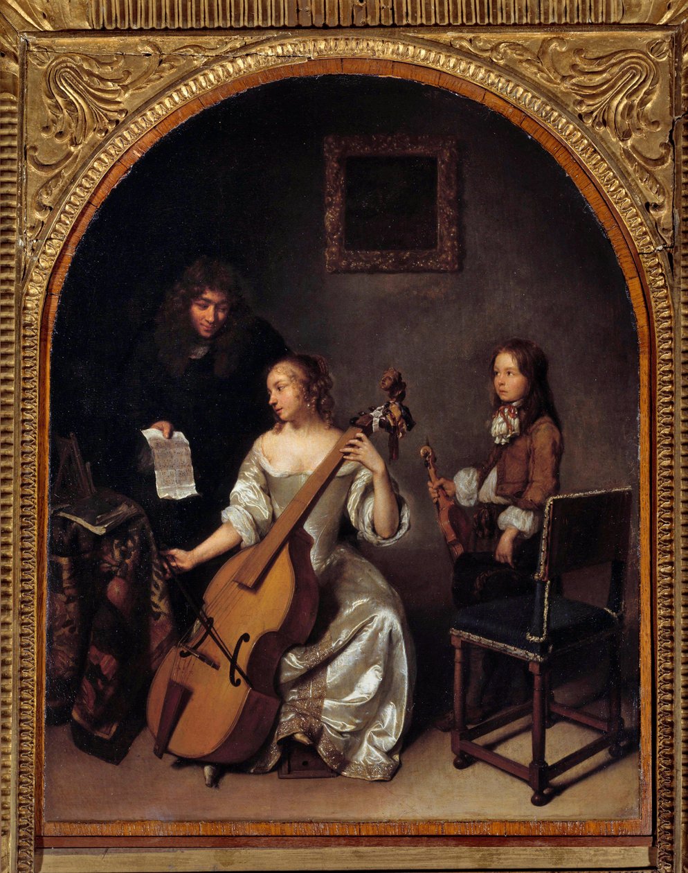 De les in de viola da gamba door Caspar Netscher