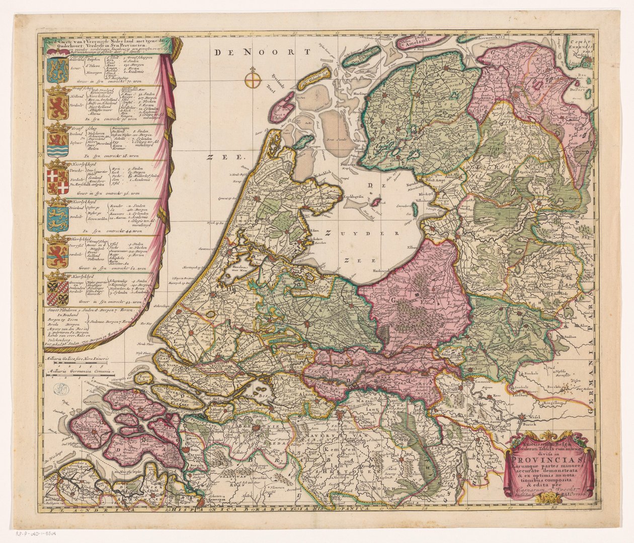 Kaart van de Republiek der Zeven Verenigde Nederlanden Land caerte van 