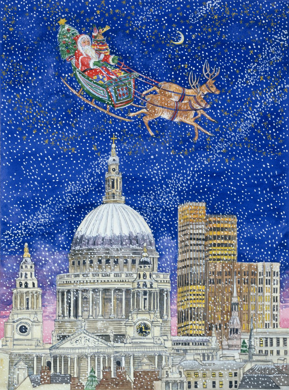 Kerstman Vliegt over Londen door Catherine Bradbury