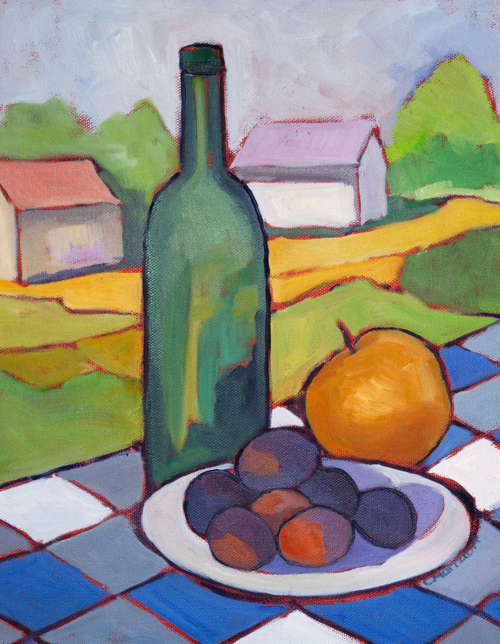 Wijn en platteland, 2025 (olieverf op doek) door Catherine J Martzloff