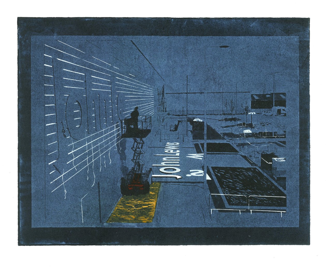 Settled Cultivation, 2015 (lasergesneden lino, linosnede en traditionele ets) door Catherine Sutcliffe Fuller