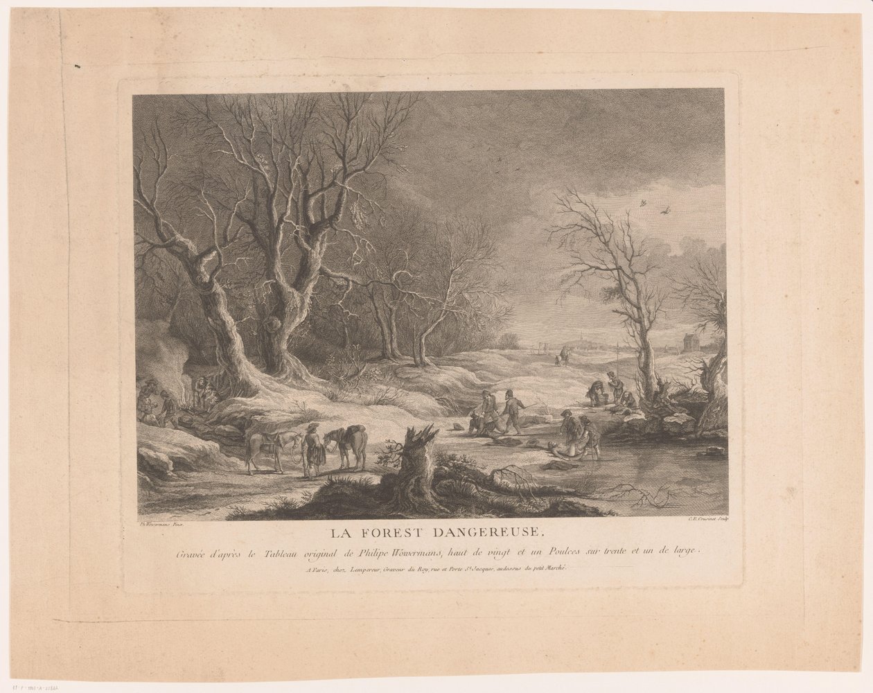 Winters landschap met aangevallen figuren door Cathérine Elise Cousinet