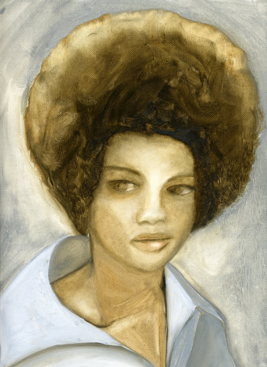 Afro 2 (Kathleen Cleaver), 2007 (olieverf op papier) door Cathy Lomax