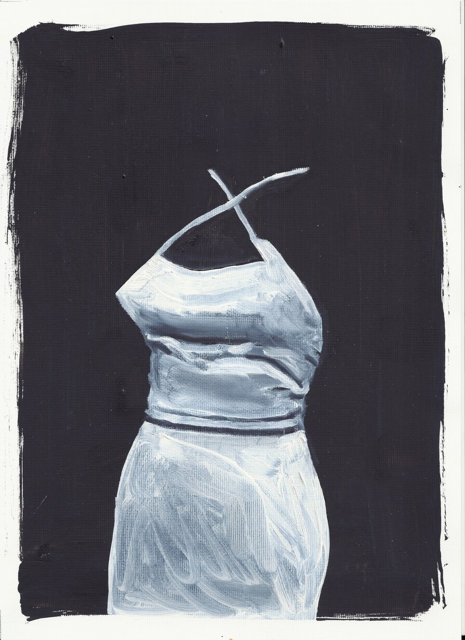 Het meisje boven 1, voorkant, 2012 (olieverf en acryl op papier) door Cathy Lomax