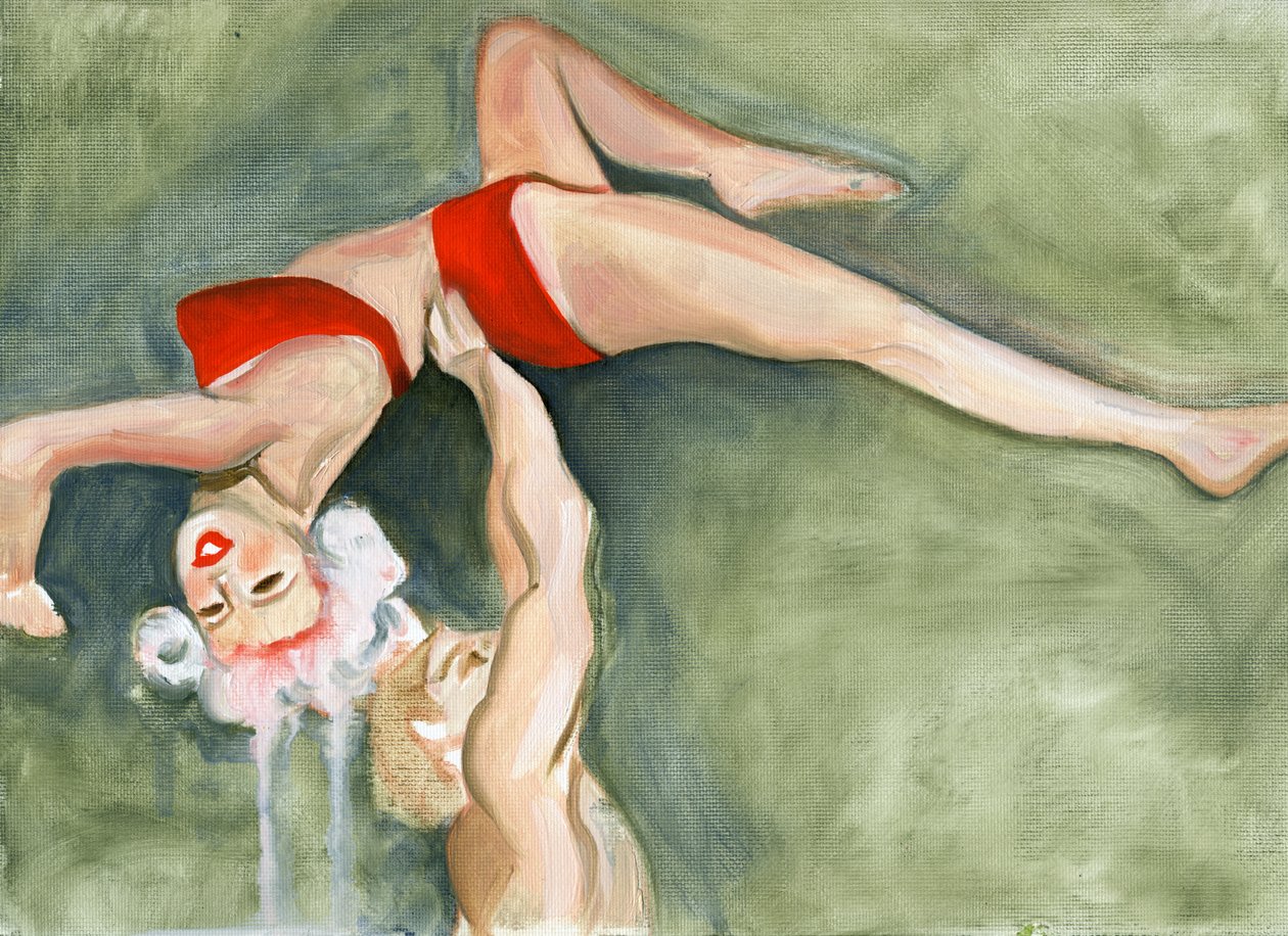 Het onvermijdelijke einde van een liefdesgodin (Jayne 4), 2008 (olieverf op doek) door Cathy Lomax
