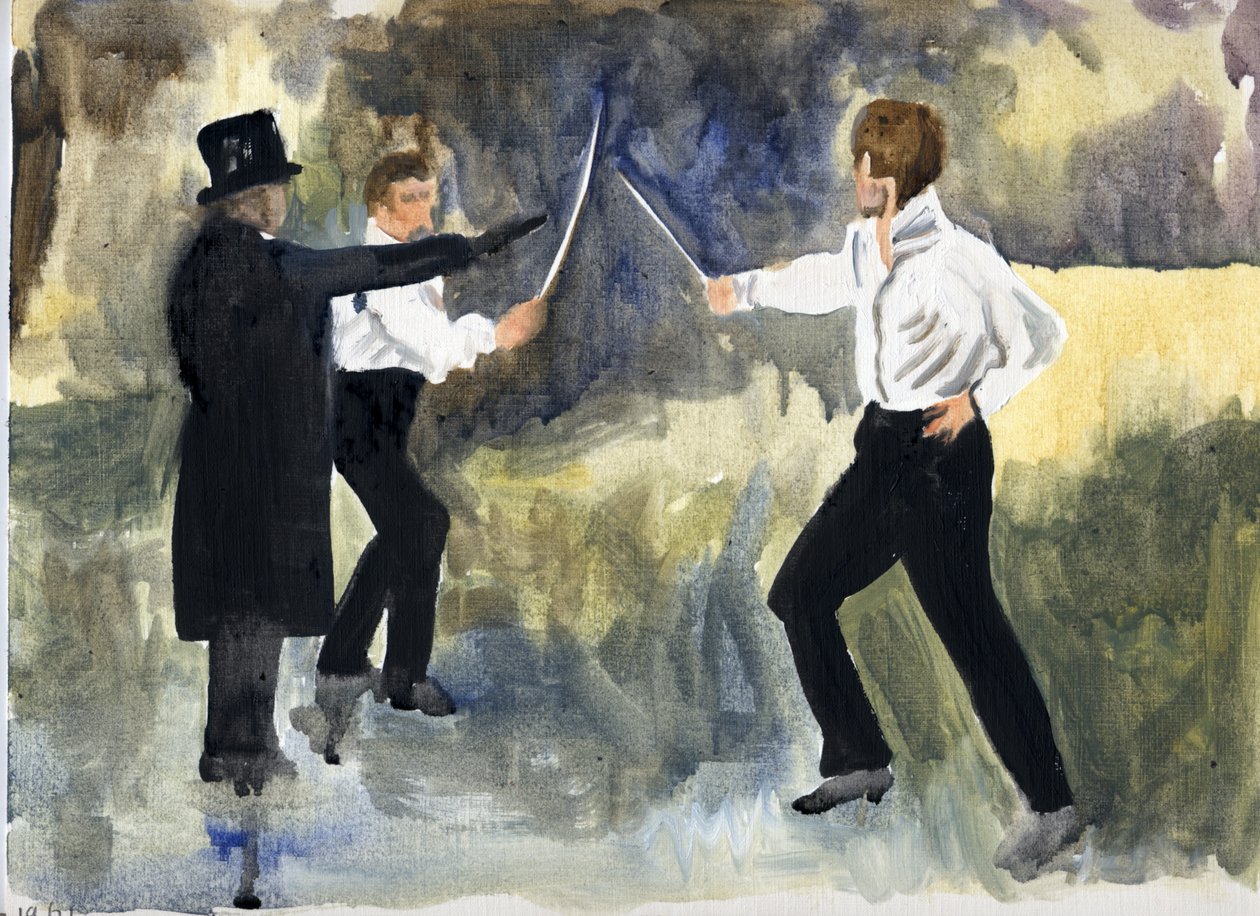 The Plot (Parijs 1961), 2011 (olieverf op papier) door Cathy Lomax