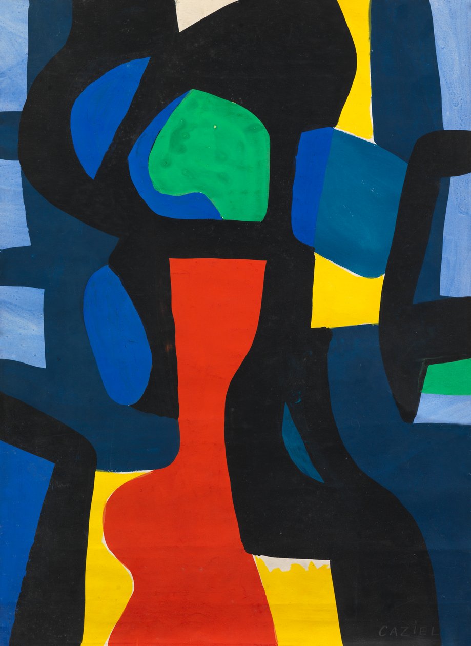 Abstracte compositie, ca.1952 (gouache op papier) door Caziel Caziel