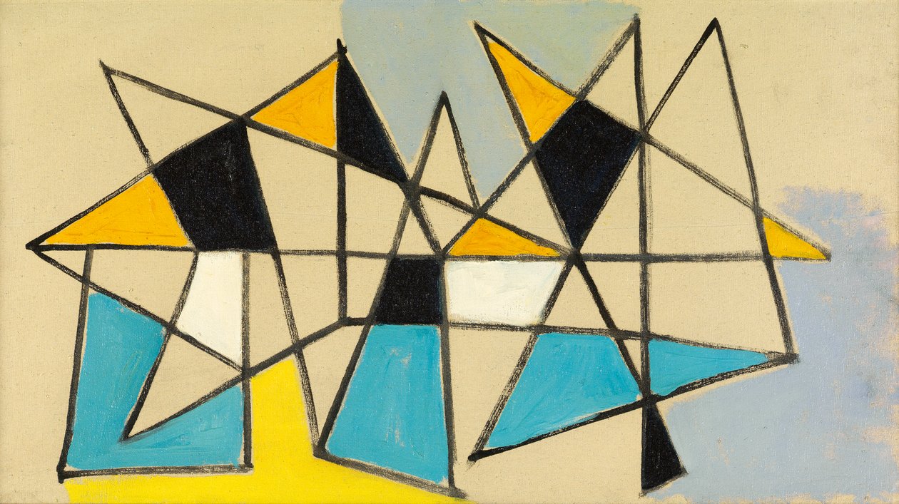 Compositie #17, c.1949 (olieverf op doek) door Caziel Caziel