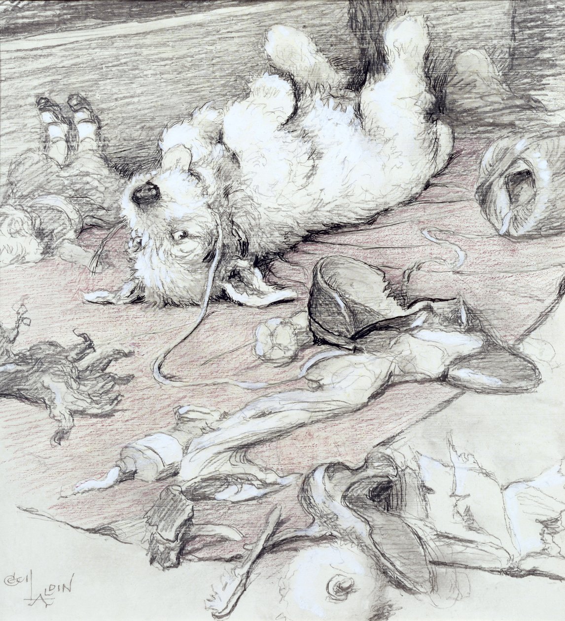 Ondeugende puppy door Cecil Charles Windsor Aldin