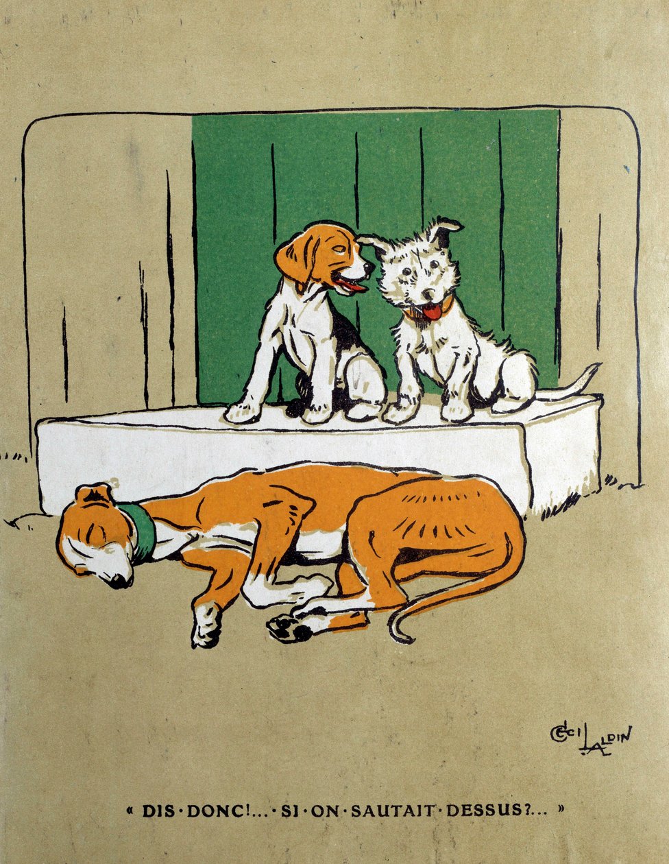 Waarom springen we niet op twee honden die aarzelen om een slapende gist wakker te maken? door Cecil Charles Windsor Aldin