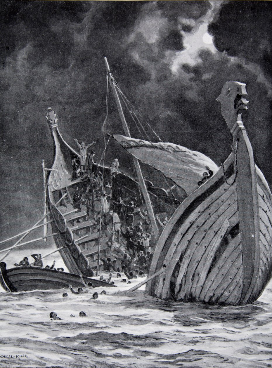 Het verlies van het Witte Schip in 1120, illustratie uit 