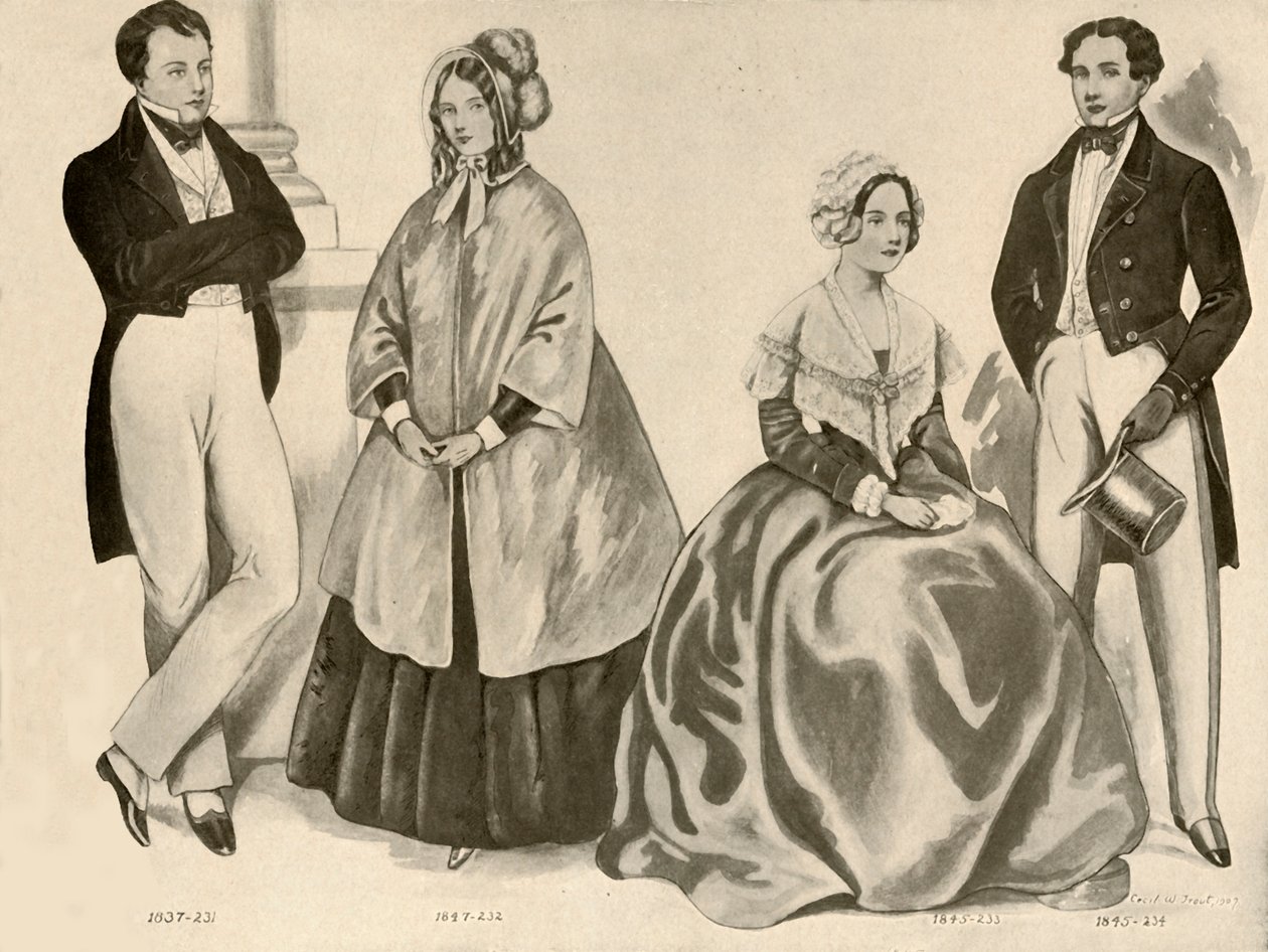 Kleding van 1836-1847, 1907, 1937 door Cecil W. Trout