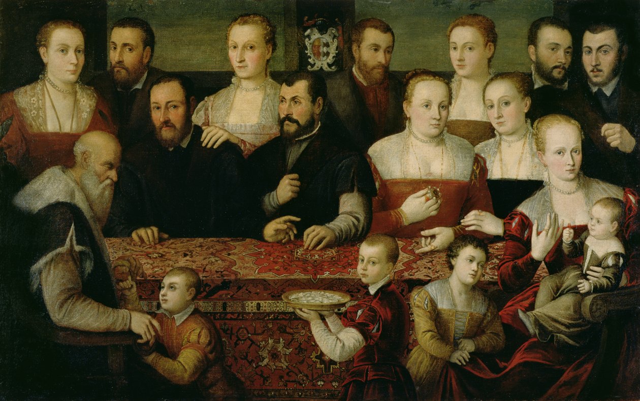 Portret van een grote familie door Cesare Vecellio