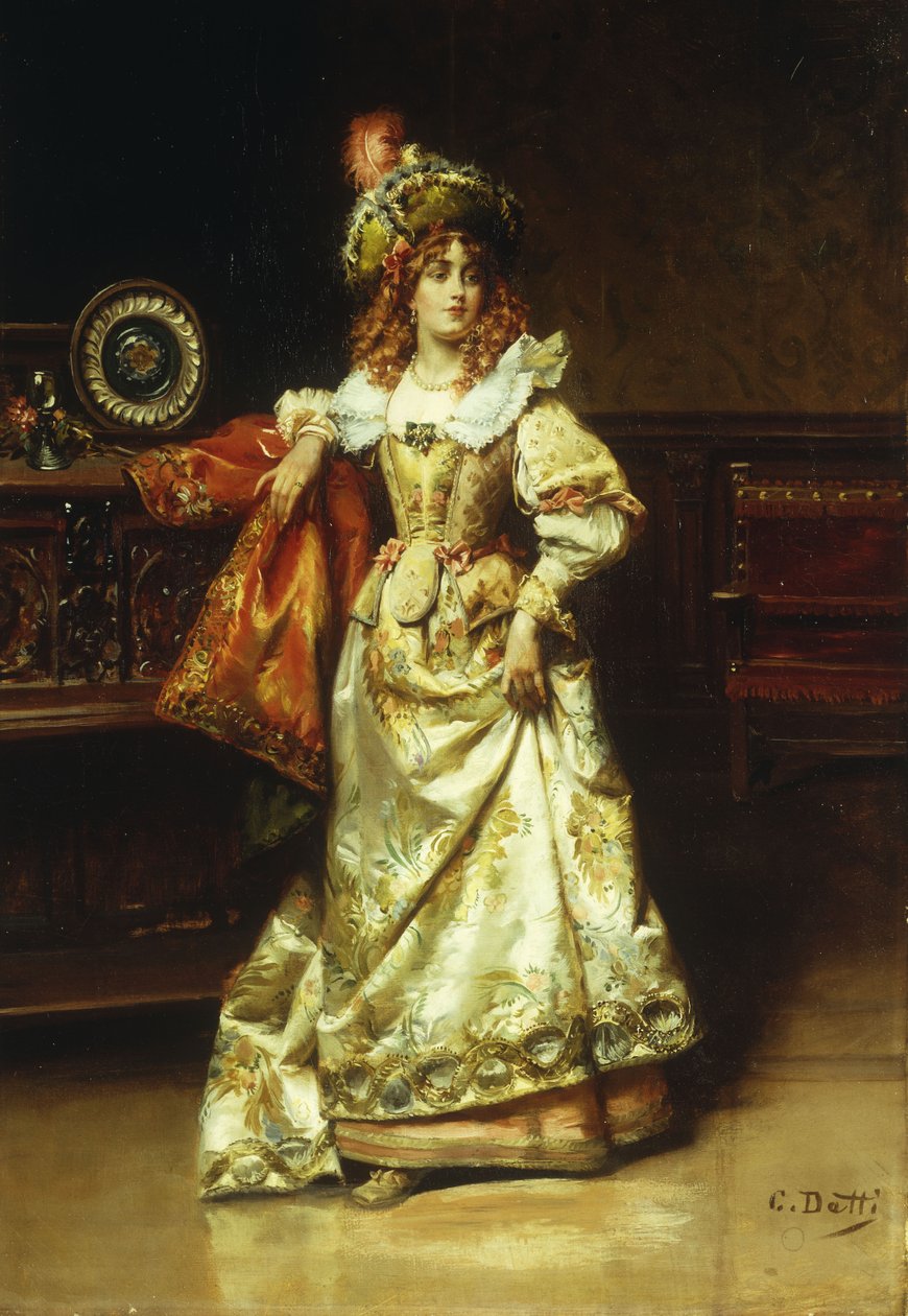 Wachten op de escorte door Cesare Auguste Detti