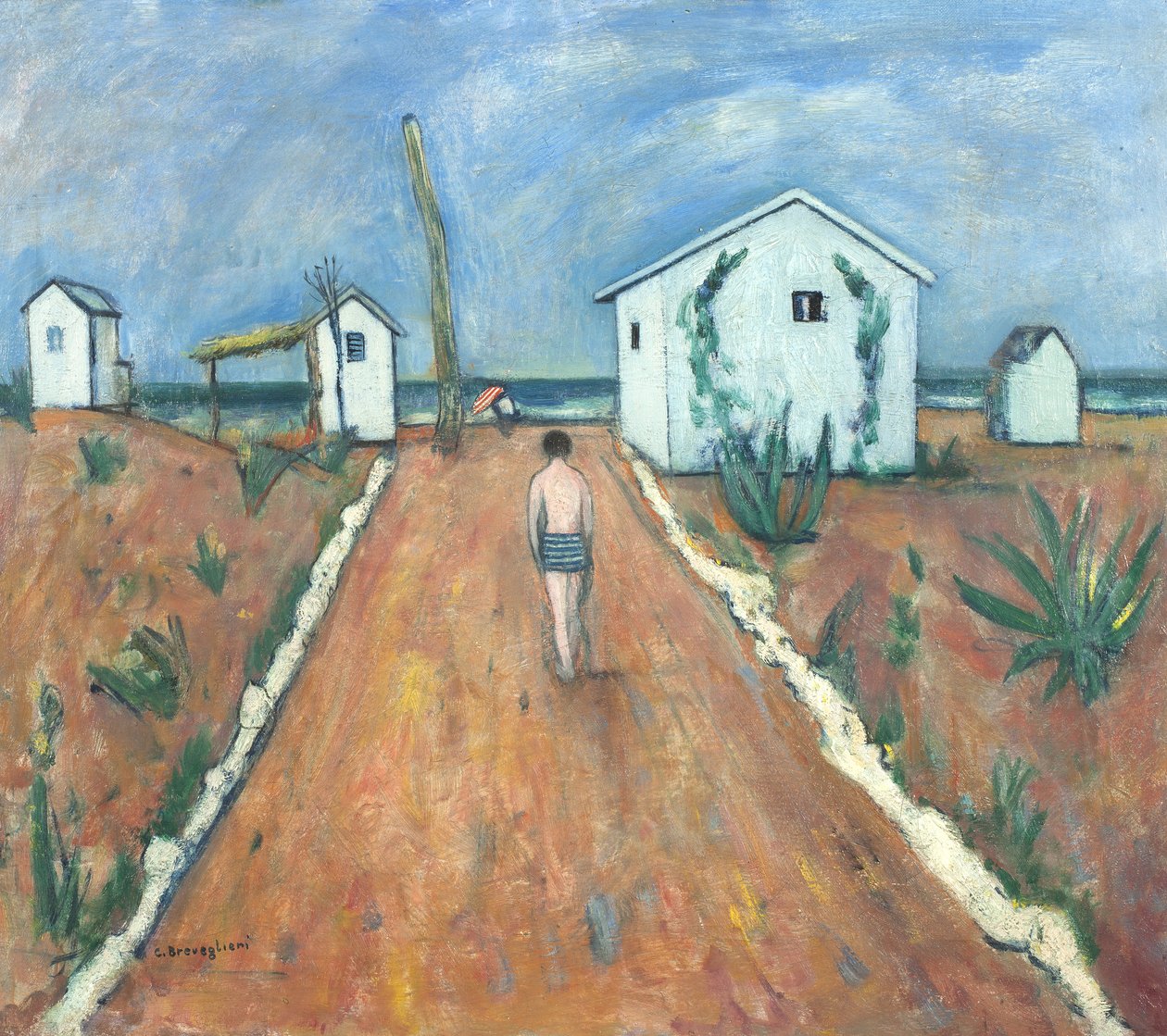 Het strand van Fiumetto door Cesare Breveglieri