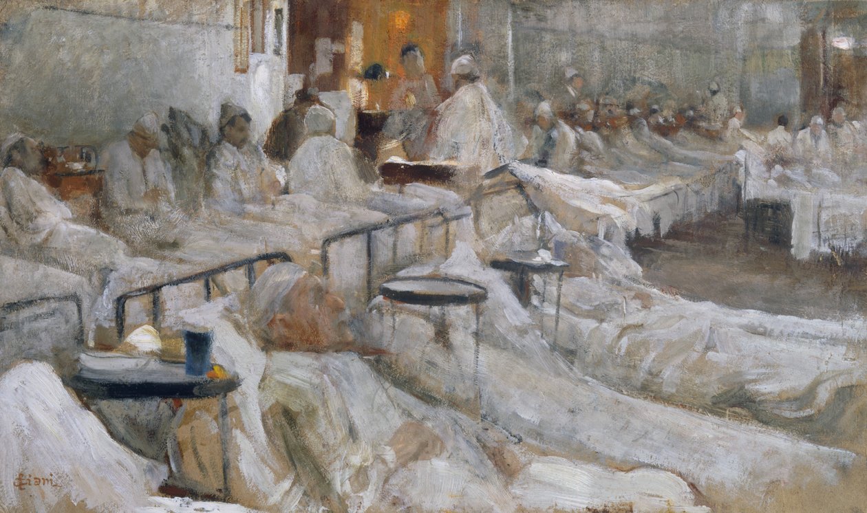 Ziekenhuiszaal, schilderij door Cesare Ciani, Italië door Cesare Ciani