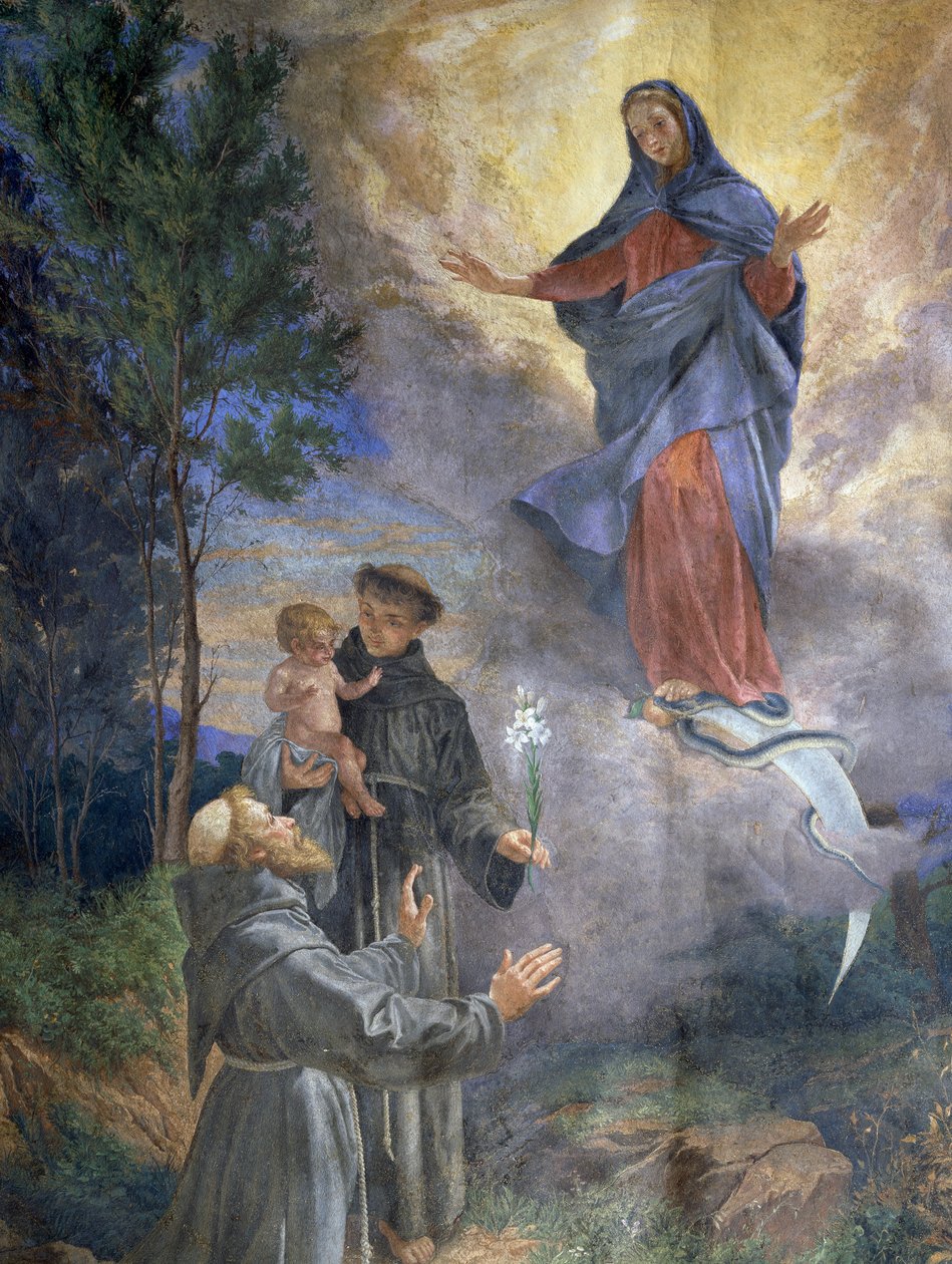 De verschijning van de Onbevlekte Ontvangenis aan Sint Franciscus van Assisi en Sint Antonius van Padua door Cesare Mariani