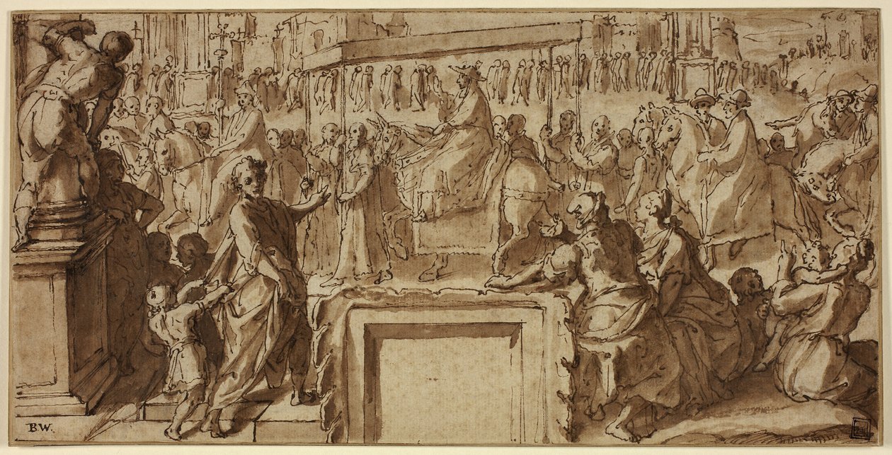 Sint Carolus Borromeus die de Stad Pavia Binnenkomt: Ontwerp voor een Muurdecoratie door Cesare Nebbia