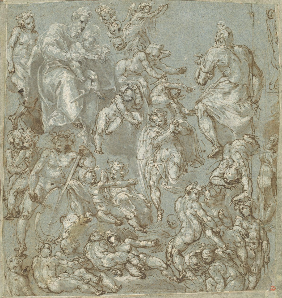 Sint Jozef en het Christuskind met Engelen en Putti